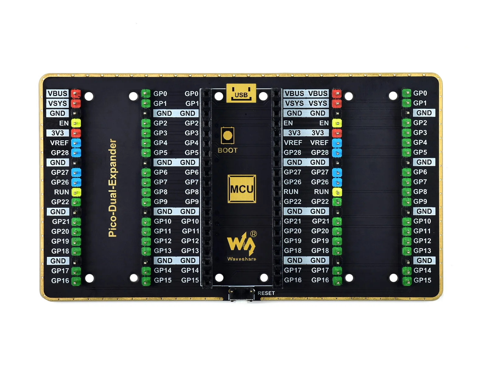 

Waveshare Dual GPIO расширитель для Raspberry Pi Pico, два комплекта штыревых разъемов для подключения больше модулей расширения