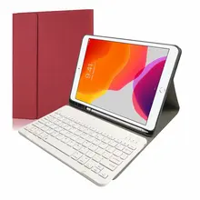 Keyboard Cover with Pen Holder for Ipad 7 PU Leather Shell for IPad 10.2 Inch Tablet Bluetooth Keyboard Case+ Pen