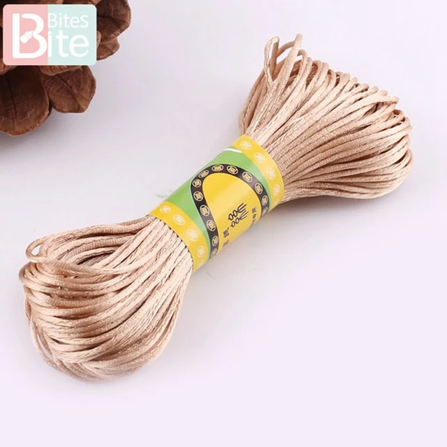Bite Bites 1pc Satin Silk Rope Nylon Cord Colorful 1mm 80m Baby Teether Accessories Teething Necklace Rattail Cord DIY Tool Toys 20M Rope Gold