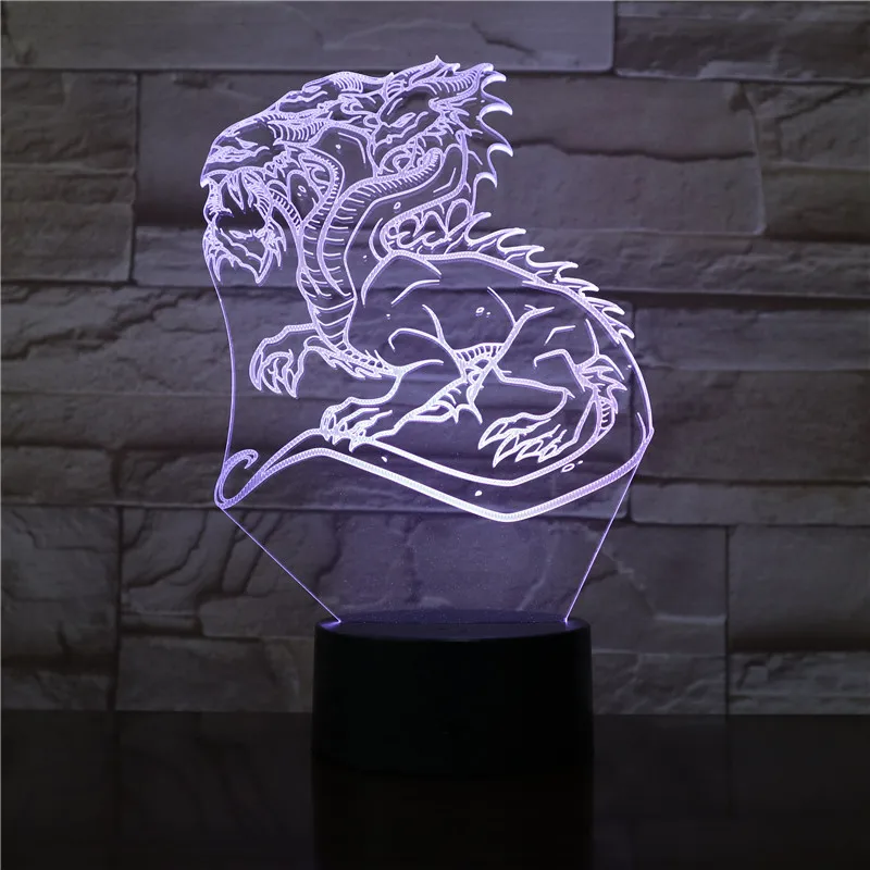 [Seven Neon] дракон Огненный Дракон акриловая 7 цветов Настольная лампа 3D лампа детский подарок Новинка Светодиодный Ночник светильник Сокол миллениума светильник