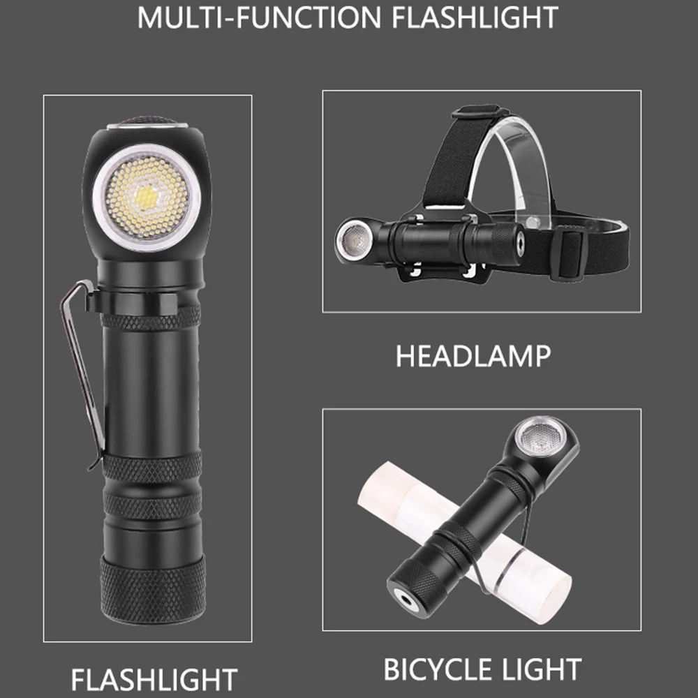 LED Flashlight Multifunctional Magnetic Flashlight XHP50 LED Torch USB Rechargeable Flashlight Built-in Battery Head Front Torch