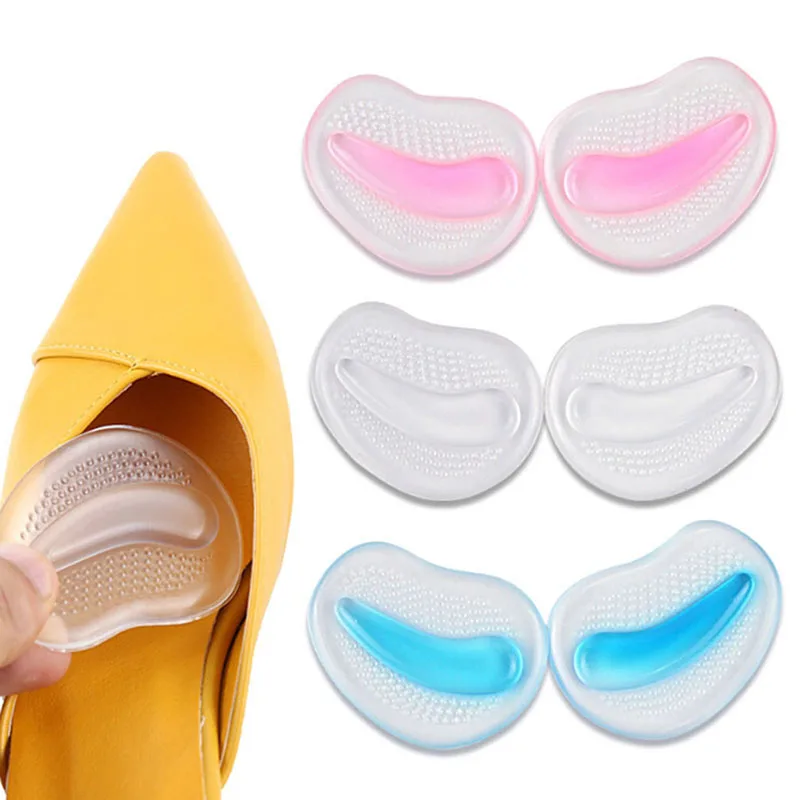 2 uds antepié de silicona almohadillas de cuidado de los pies herramienta antideslizante zapatos de tacón de Gel de silicona plantilla con puntera Protector