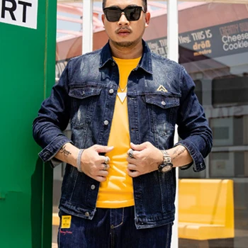 

Men Fashion Ripped Denim Jacket Oversized 6XL 7XL Men Jacket Jeans Cotton Men Denim Men Denim Jacket Spring Fashion