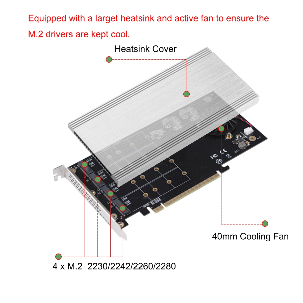 Iocrest Portas M.2 Nvme para Pcie 3.0 X16 Riser Controlador Adaptador Cartão só Suporte Bifurcação Motherboards Hyper M.2 X16 Nvme Cartões para acréscimos - Imagem 4