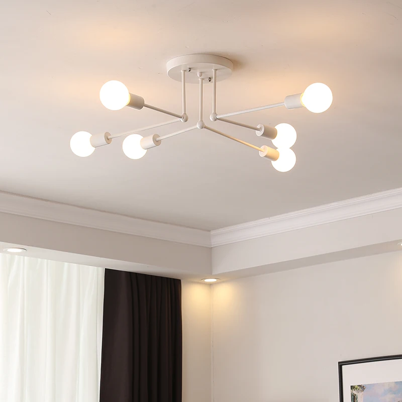 Modern Multiple Rod Dome Night Lamps Ceiling Light Wrought Iron E27 Bulb Cafe Bar Home Decor Lighting Holder Fixture | Лампы и