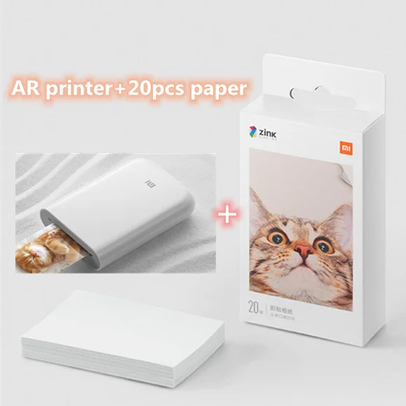 Xiaomi Mijia Portable Smart AR Photo Printer 300dpi Mini Pocket DIY Share 500mAh Picture Printer Work with Mijia APP - Color: Ivory