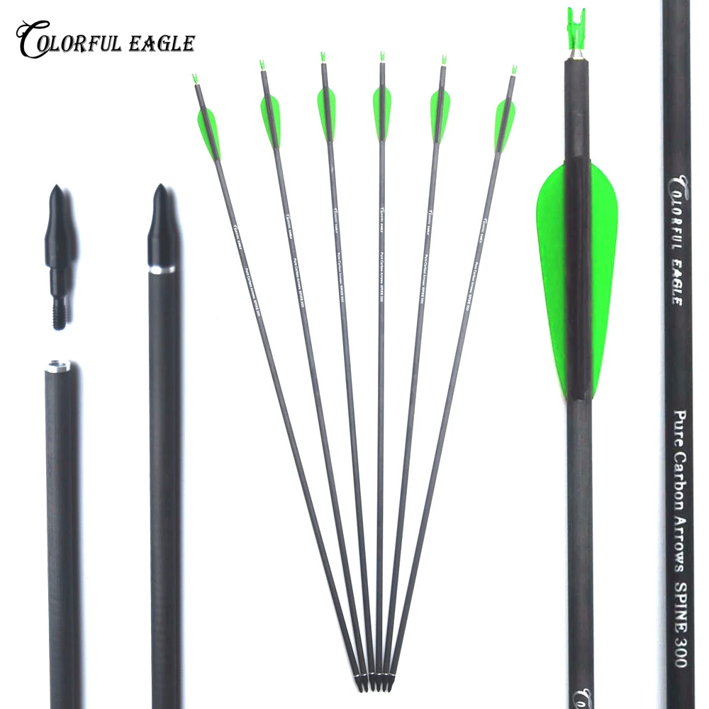 SERfawnCH 12 Flèches Carbone Mixte 30 Pouces Pour Chasse Et Ciblage Compatible Arc Classique Long Et Droit Fleches En Fibre