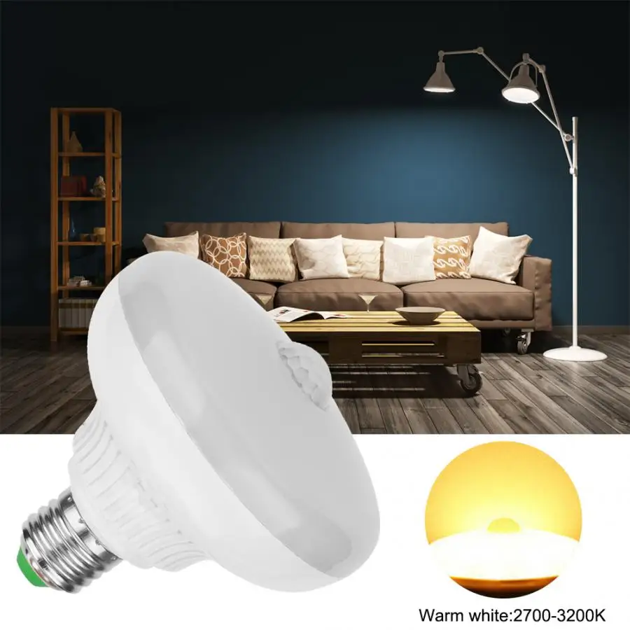 

12W LED E27 Bulb AC 85-265V LED Motion Sensor Auto Intelligent Light Control Lamp Bulb For Home Indoor Living Room Bedroom Bulb