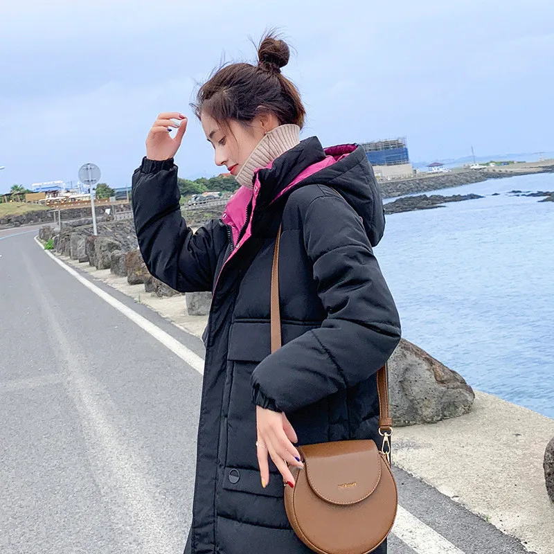 

2019 Autumn And Winter New Style Korean-style Versitile Fashion Simple Mid-length Slim Fit Hooded Thick Cotton Overcoat