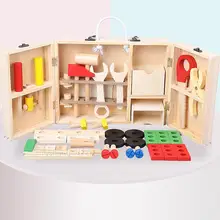 Деревянный ящик для инструментов набор деревянных инструментов игрушки с ящиком для хранения ролевые игры детский набор инструментов развивающие строительные инструменты набор для детей