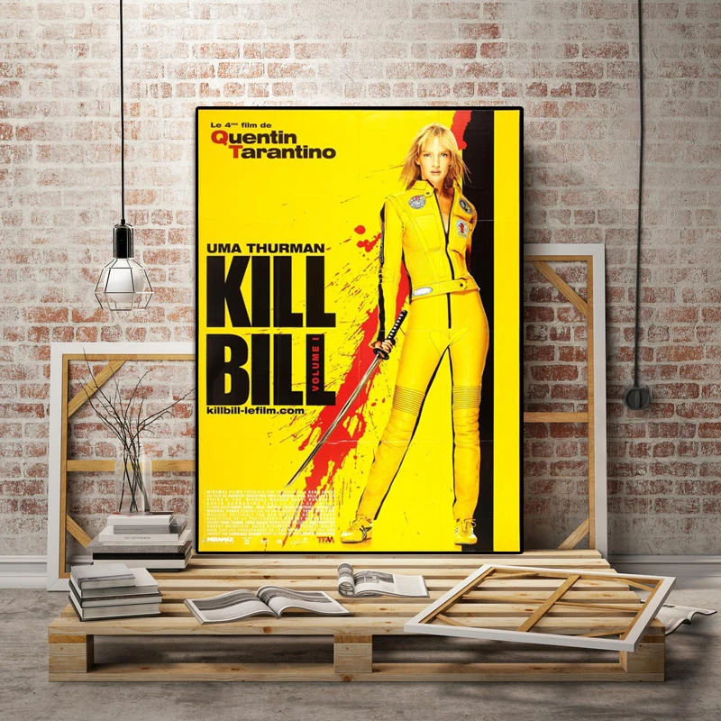 Kill Bill настенный киноплакат отпечатанная на холсте картина желтый цвет живопись для гостиной HD Печать на холсте декоративная картина без рамы