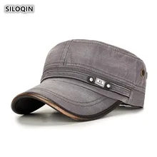 SILOQIN осень-зима мужские модные ретро плоские кепки Промытые хлопковые армейские военные шапки для мужчин Snapback регулируемые размеры брендовые кепки