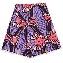 Высококачественный Африканский нигерийский настоящие, из Анкары настоящий голландский воск воск ткань фиолетовый и розовый бант печати ткань