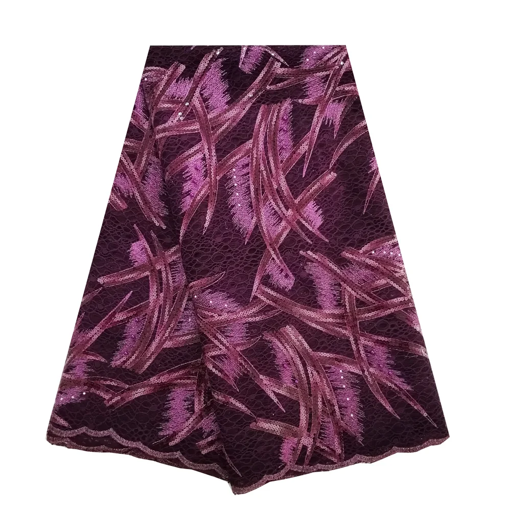 Purple lace Черный тюль Сетчатое платье кружевная ткань с блестками бисером Африканский французский сетчатый кружевной материал Asoebi стильные кружевные ткани - Color: Purple lace