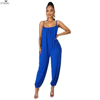 

2020 Summer Womens Spaghetti Strap Sleeveless Loose Open Back Tank Sexy Jumpsuits Rompers Night Clubwear Party One Piece Outfits