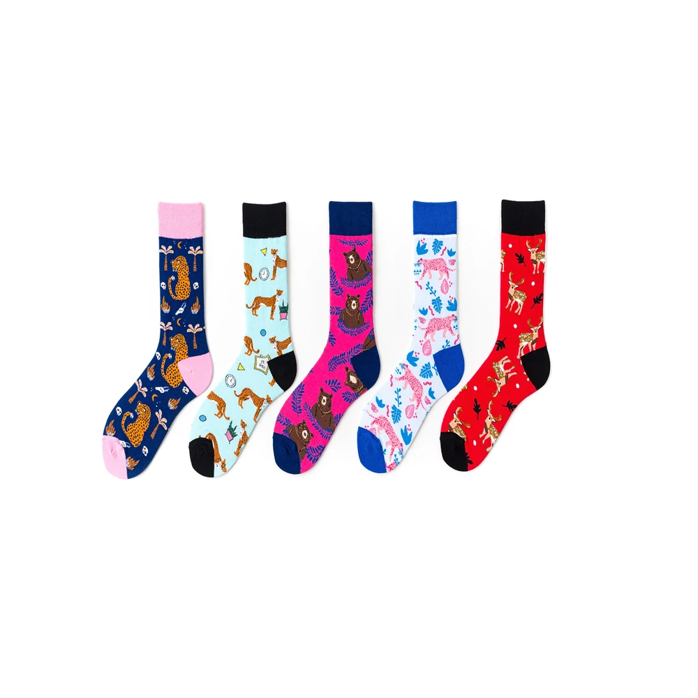 

Spotted deer, big bear, Leopard British style street creative fashion trend in Europe and the United States tube socks C42
