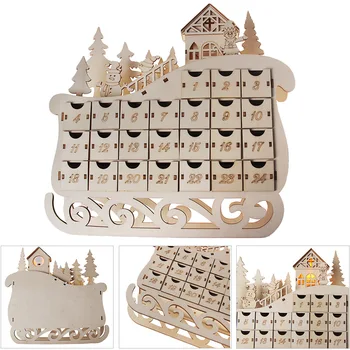 

Event Wooden Drawer Holiday Gift Sleigh Design Home Festival DIY Craft Office Living Room Christmas Desk Calendar Ornament