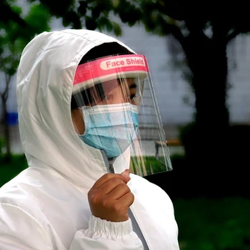 

Adjustable Full Face Shield Plastic Clear Transparent Anti-fog Anti-Foam Protective Mask Face Cover