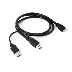 Для портативный жесткий диск USB 3,0 кабель для передачи данных y-образный двойной соединитель линия с USB кабель питания Новый