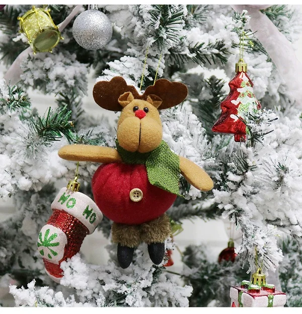 Забавная Рождественская елка украшения подарок плюшевые украшения Санта Клаус игрушка снеговик Рождество висят украшения для Рождества - Цвет: Светло-желтый