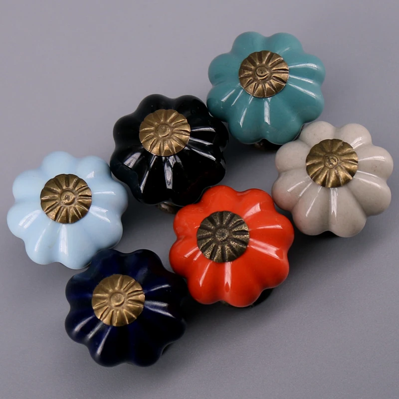 

1x Children's Cabinet Knobs Handles Closet Dresser Knobs Drawer Pulls Girl's Boy's Bedroom Ceramic Cute Pumpkin Knobs pulls