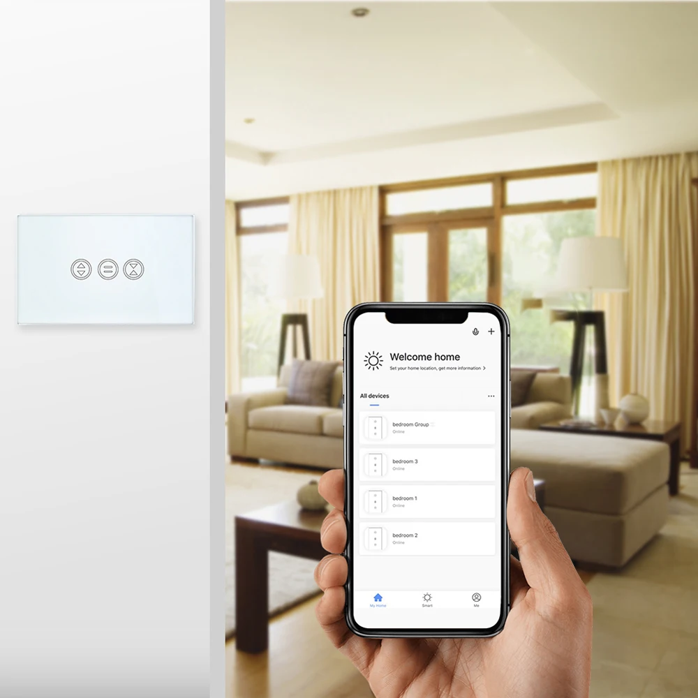 Wi-Fi умная штора Сенсорная панель Tuya приложение дистанционное управление Электрический Ролик Затвор слепой голос управление Google Home Amazon Alexa