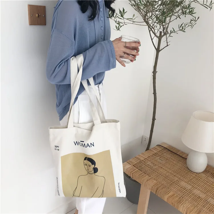 Корейский модный простой женский пакет элегантная Холщовая Сумка, сумка для шопинга на плечо, сумка для девочек
