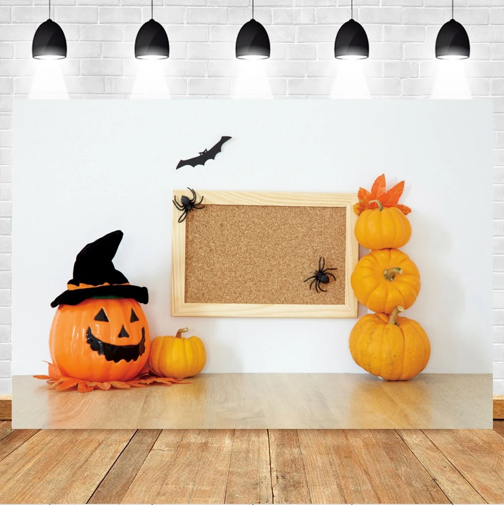 

Yeele Halloween Backdrop Spider Bat Pumpkin Wooden Floor White Background Baby Photographic Photography Photo Studio Photophone