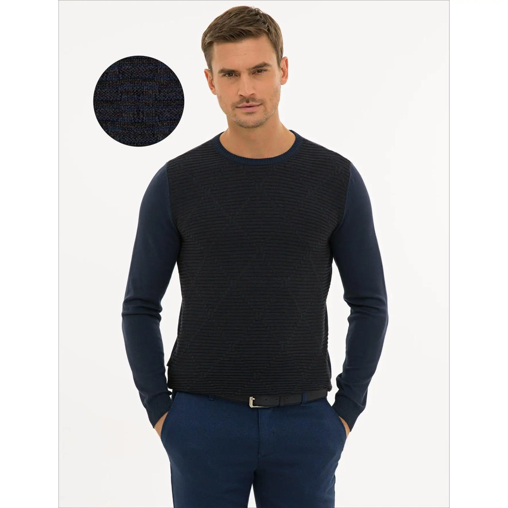 Pierre Cardin Navy Blue Slim Fit Knitwear Sweater 50233716-VR033 | Мужская одежда