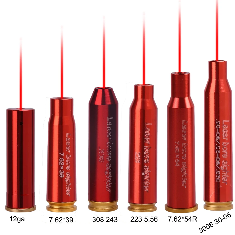 Láser de Boresight de cobre y latón de punto rojo, 12GA, 7,62x39MM, 223, 5,56, 308, 243, 30 06