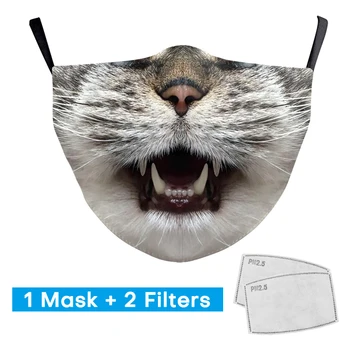 

2020 New Adult Animal 3D Print Masks Men Fashion PM2.5 Reusable Washable Proof Face Mouth Masks Anti-dust With 2 Free Filters