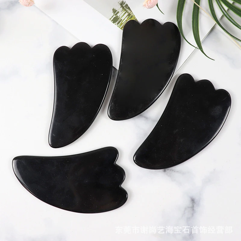 

Black Natural Bianstone Obsidian Guasha Board Scraper Tools for Face Back Body Pressure Therapy Guasha Massage Health Care Tool
