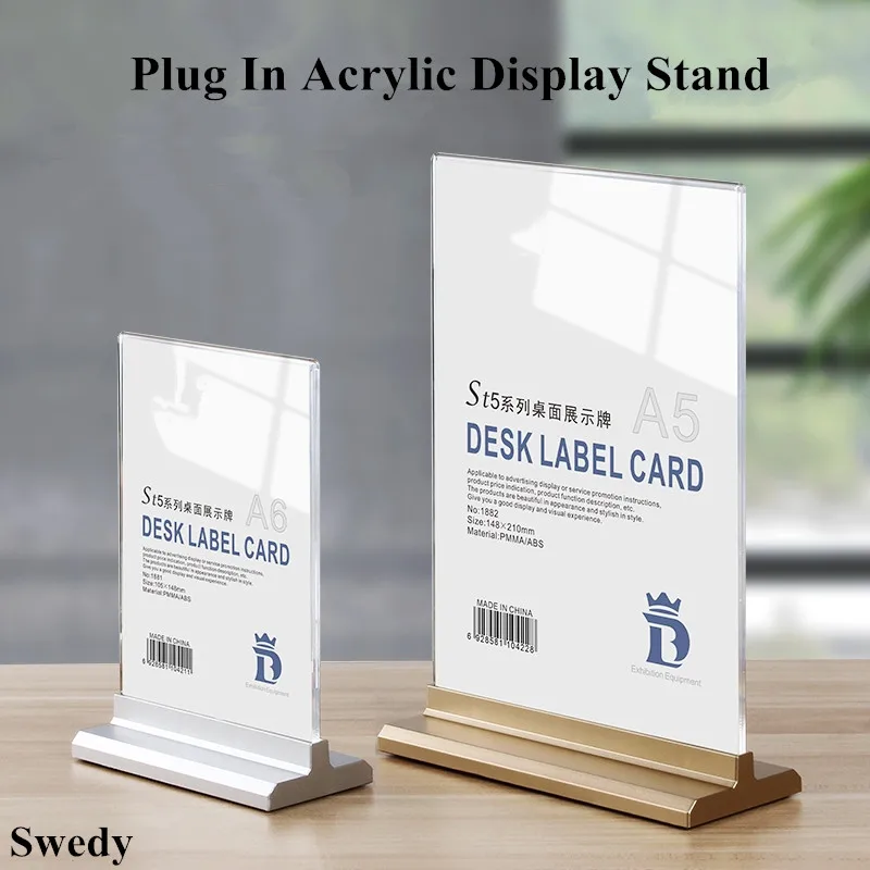 A4 Clear Plastic Sign Holder Picture Photo Frames Flyer Document Paper Display Stand Office Desktop 8.5x11 Acrylic Sign Holder christmas gift acrylic clear photo frame creative crystal picture frame bedroom deck decor 210x150mm 297x210mm 83x55mm 127x89mm