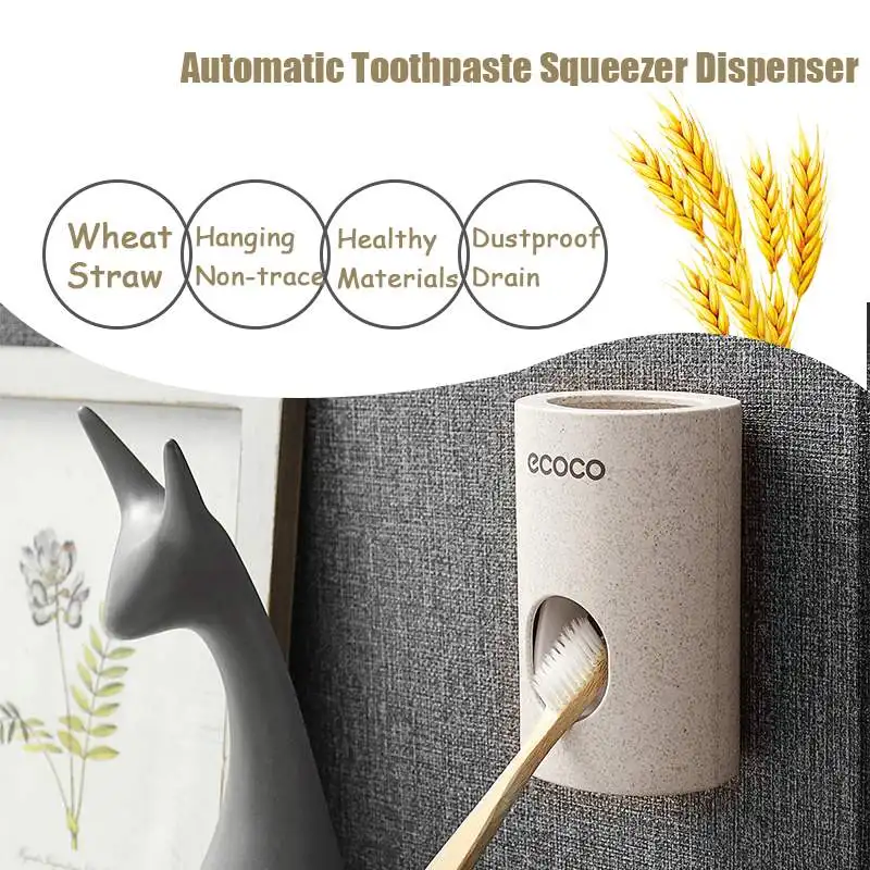 

Device Automatic Toothpaste Squeezer Dispenser Dust-proof Toothbrush Holder Extrusion Wall Mount Stand Bathroom Accessories Set