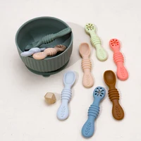 2Pcs/Set Feeding Spoon For Baby Utensils Set Auxiliary Solid Food Toddler Training Bendable Chew Toy Infant Children Tableware 2