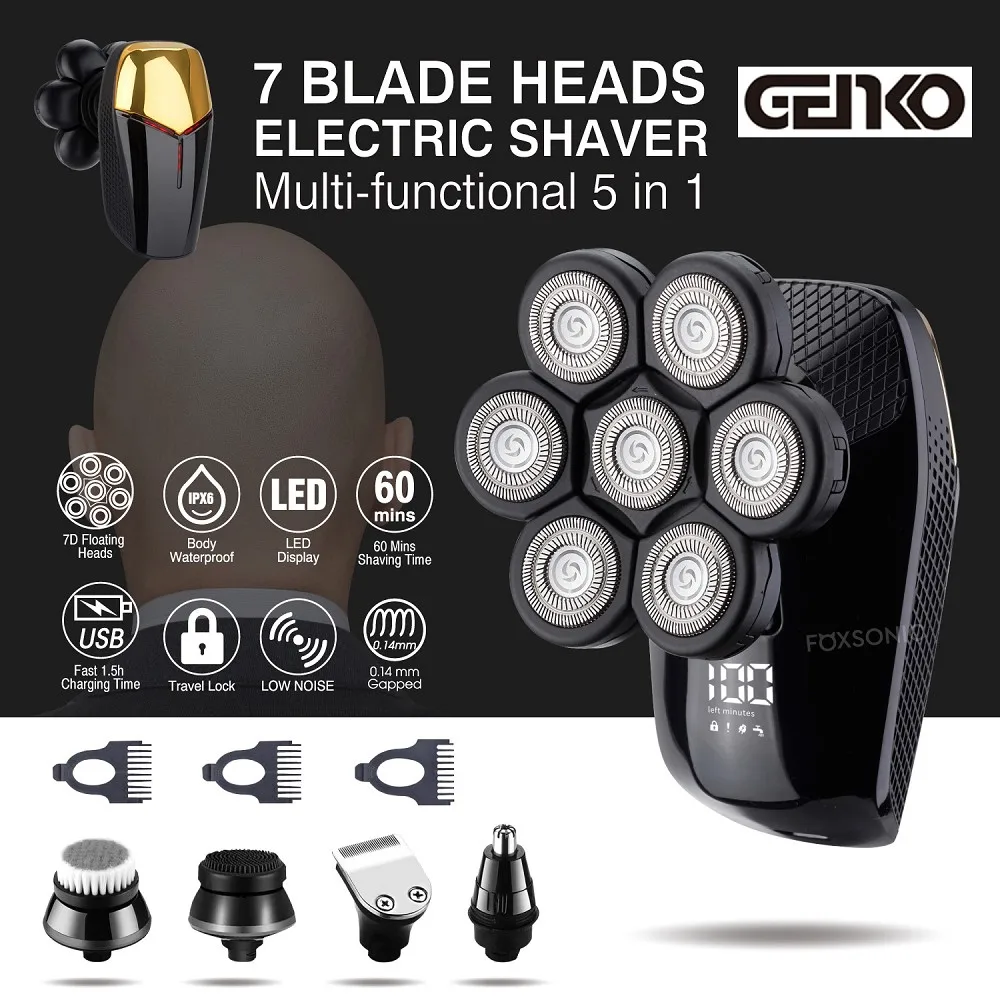 GENKO Shaver For Men 7D Independently 7 Cutter Floating Head Waterproof Electric Razor Wet And Dry Trimmer For Man electric shaver electric razor