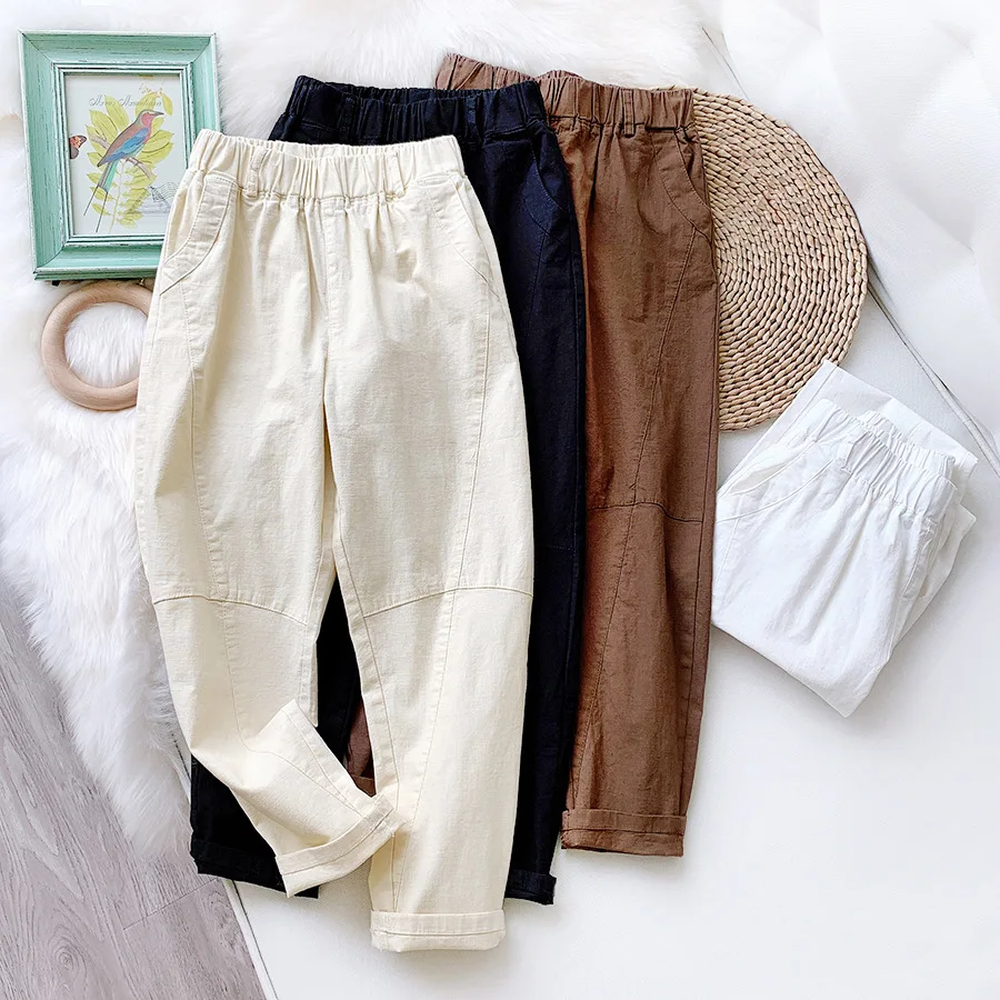 

High Waist Women Harem Pants Belt Baggy Cargo Pant Loose Oversized Full Length Pants Pencil Trousers Autumn Winter