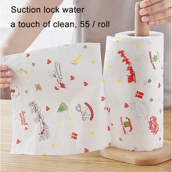 

50PCS Disposable Cleaning Rag Paper Kitchen Oil Blotting Paper Hand Towel Carton Printed Absorbent Dishcloth Dish Paper Towels