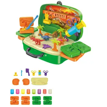 

DIY Color Clay Dinosaur Mold Play House Suitcase Simulation Toy Early Education Hands-on Clay Toy