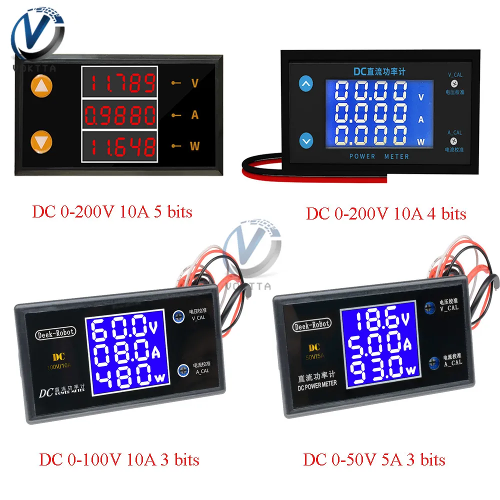 DC 0-120 V 0-50 A Digital voltímetro amperímetro Volt Amp Ah Power Capacidad% comprobador de batería Medidor de W
