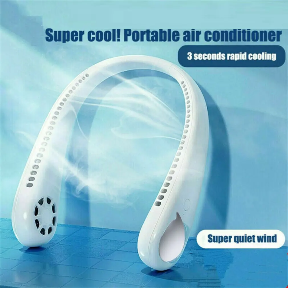 

USB Rechargeable 2 in 1 Air Cooler Mini Electric Air Conditioner Portable Sport Outdoor Hanging Dual Wind Head Neck Cooling Fan