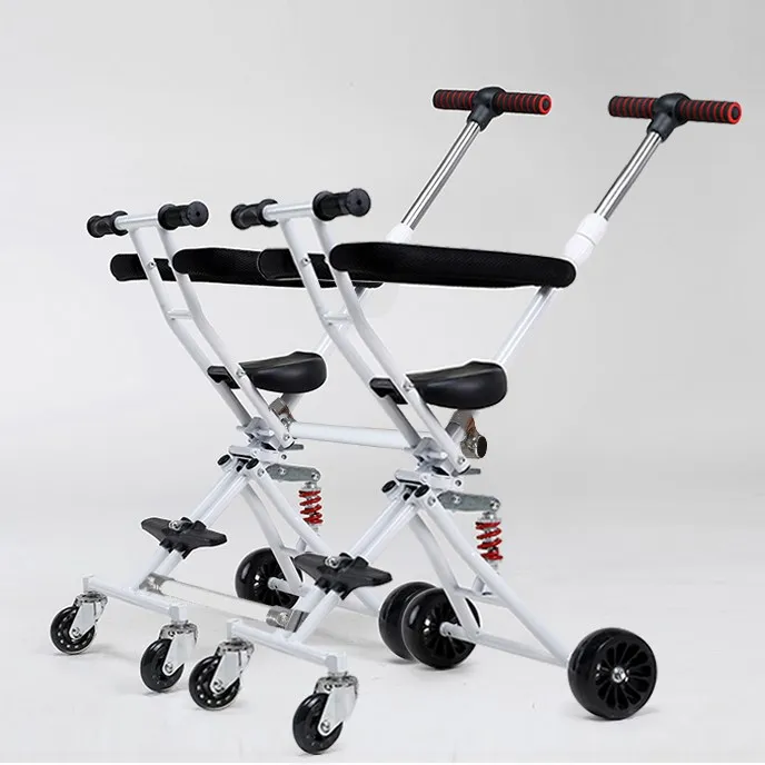Двойная детская коляска на колесиках 3 в 1 Прогулочная ДЕТСКАЯ КОЛЯСКА для путешествий l трейлер micr Trike xl cochesitos de bebe черные велосипедные трейлеры - Цвет: Серый