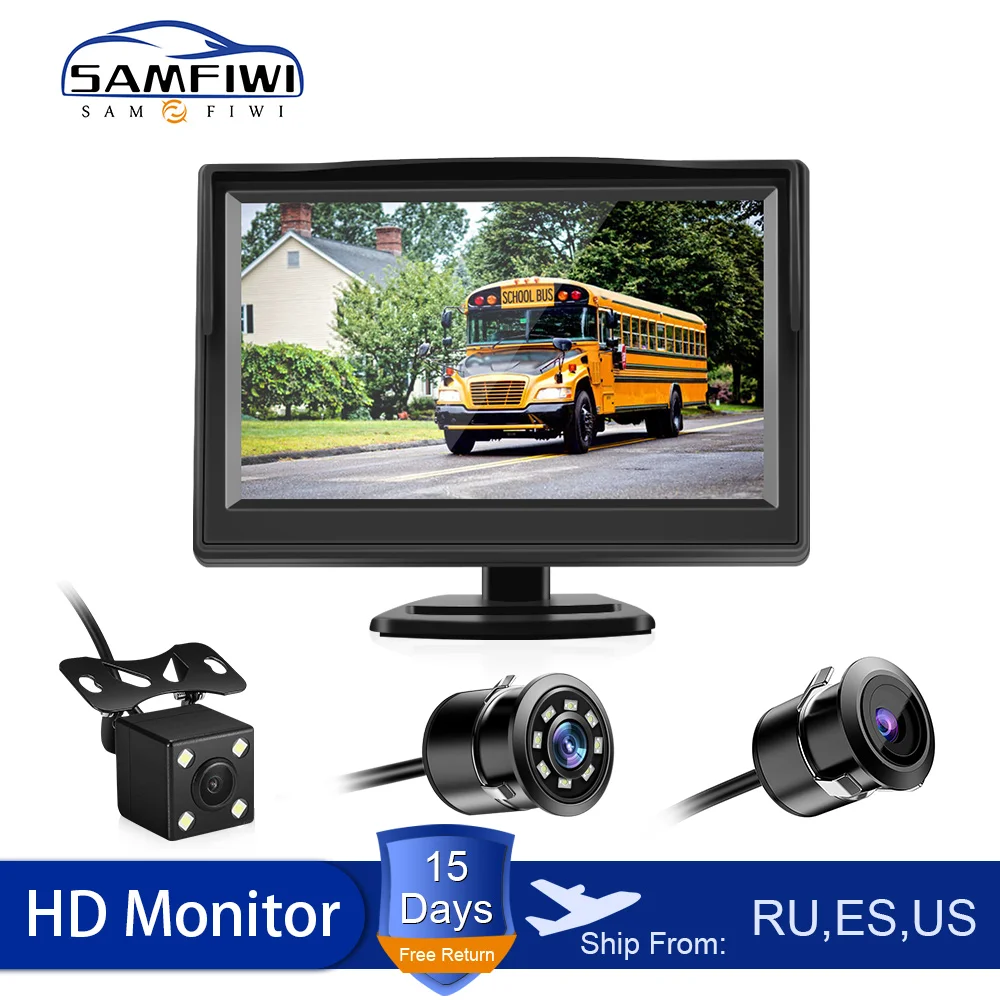 4.3 5 inch Car Monitor 12 24V Parking Reaverse Backup Camera System TFT