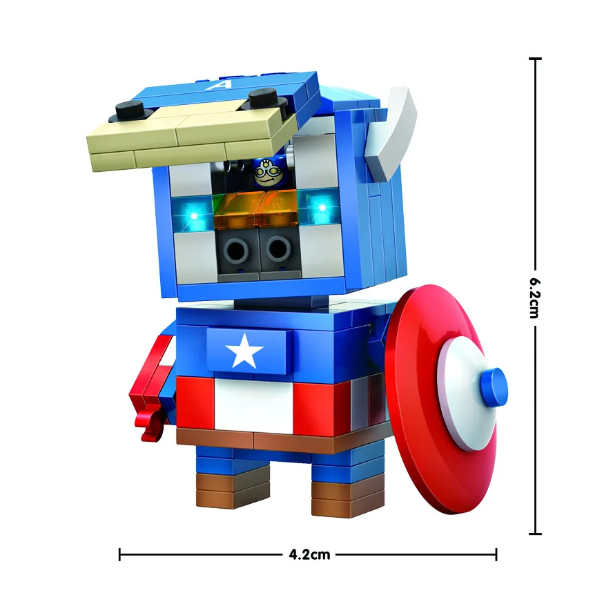 Строительные блоки LOZ супергерои Бэтмен Капитан Америка Тор железный Brick Heads