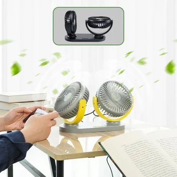 

universal Dual Head 12V Car Cooling Air Fan 360 Degree Rotation Quiet ABS Plastic Black Dropshipping