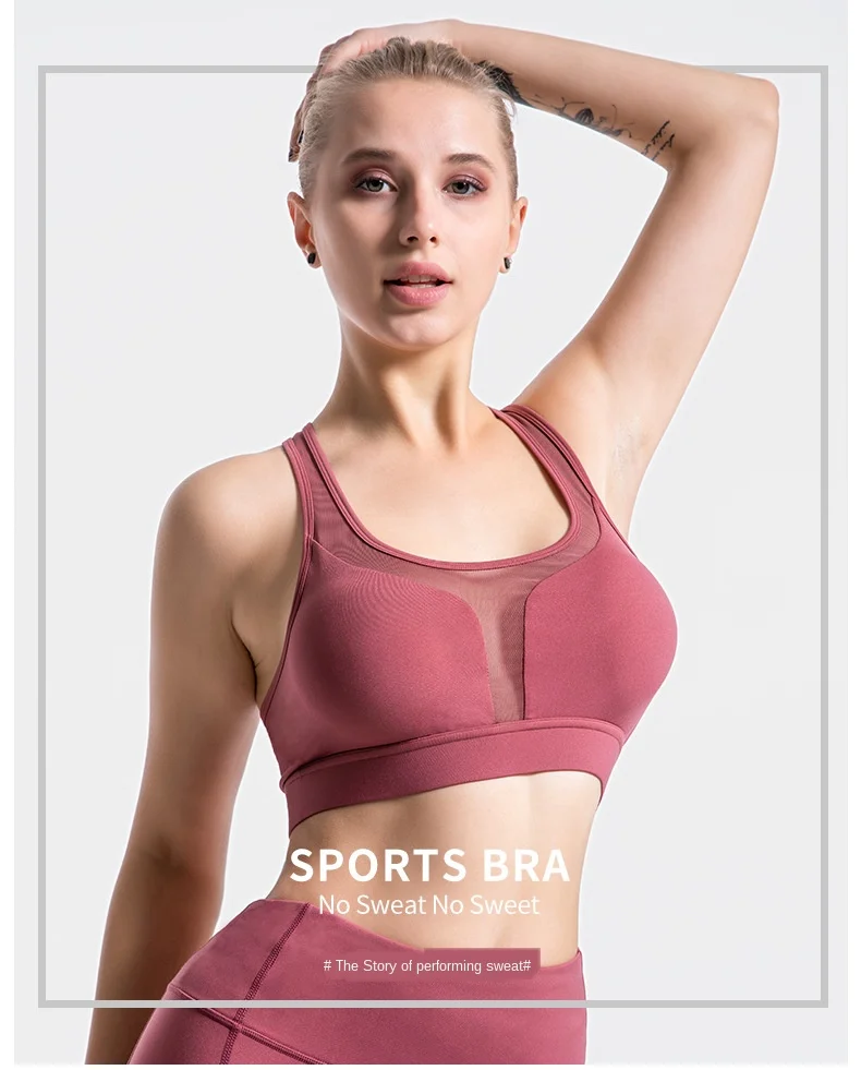 2020 Naadloze Yoga Beha Workout Padded Hoge Impact Activewear Sportbeha Top Fitness Vrouwen Racerback Running Crop Tops Roze