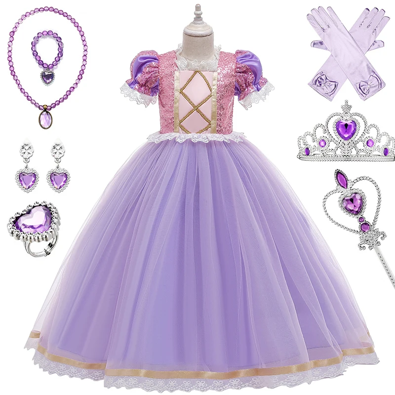 Girl Cosplay Princess Dress Up Kids Christmas Halloween Tulle Fancy Costume For Children Girls Birthday Clothes Set | Детская одежда и