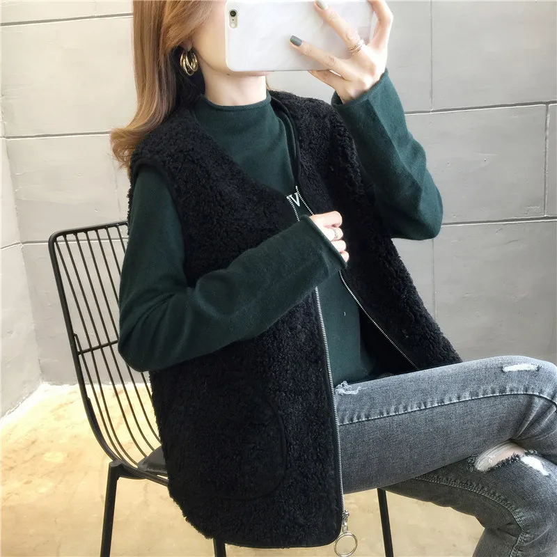 1202668 настоящая съемка Корейский Осенний жилет свитер 2019tx - Цвет: Черный