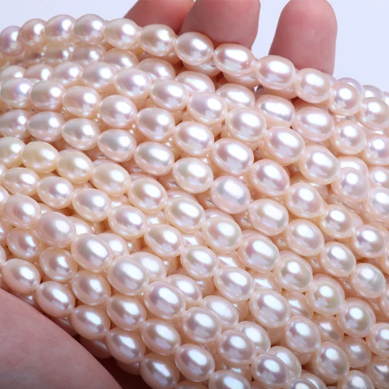 Natural Freshwater Pearl AAA Grade Rice Shape Loose Beads 7-10mm Neckalce For DIY Jewelry Making Necklace Bracelet Accessories
