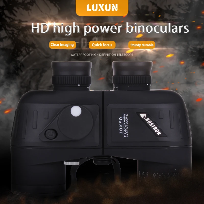 10X50 Porro Binoculars HD Military Marine Hunting Bird Watching Waterproof Telescope with Internal Rangefinder & Compass long range binoculars,binocular telescope